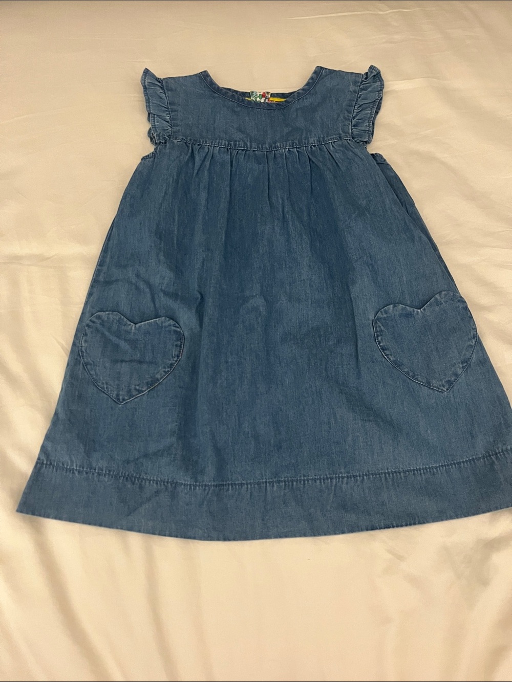 Mini Boden Blue Denim Dress with Heart Pockets